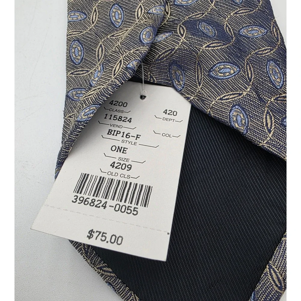 Villa Bolgheri Italia Blue Gold Geometric Silk Tie Made in Italy NWT
